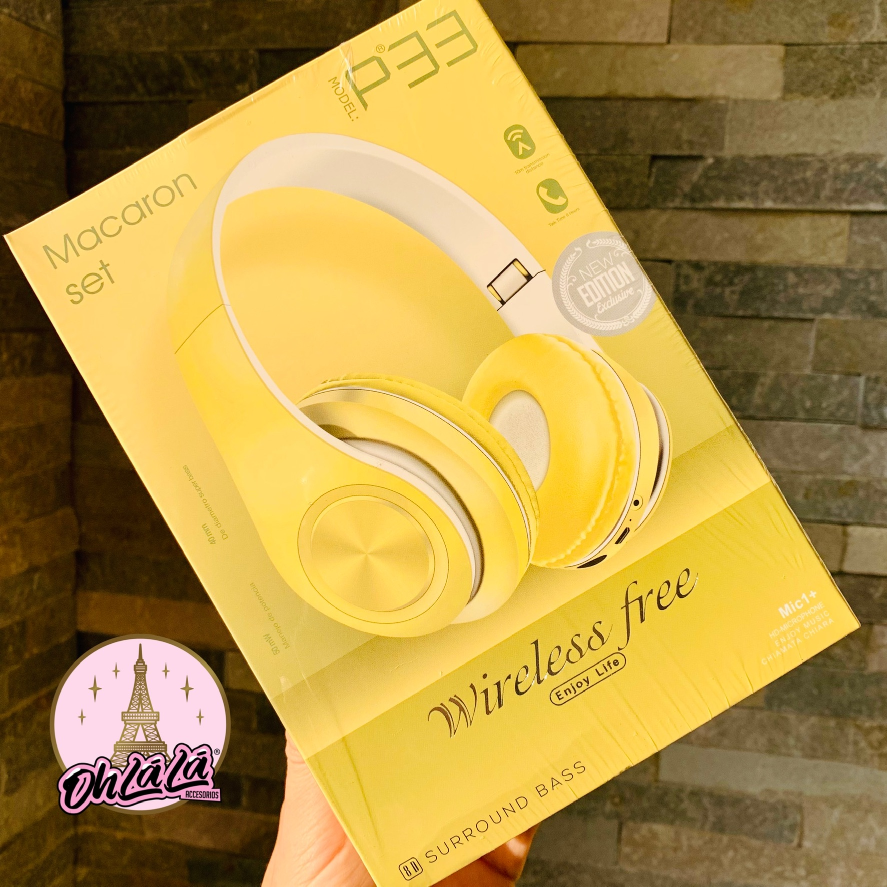 Audífono Bluetooth cintillo Amarillo