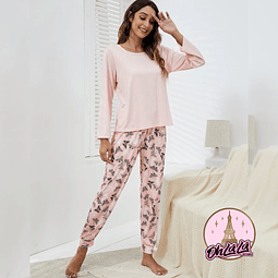 Pijama largo rosado pantalón mariposas 🦋 