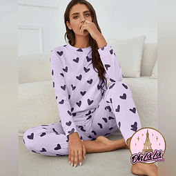Pijama corazones morado 💜