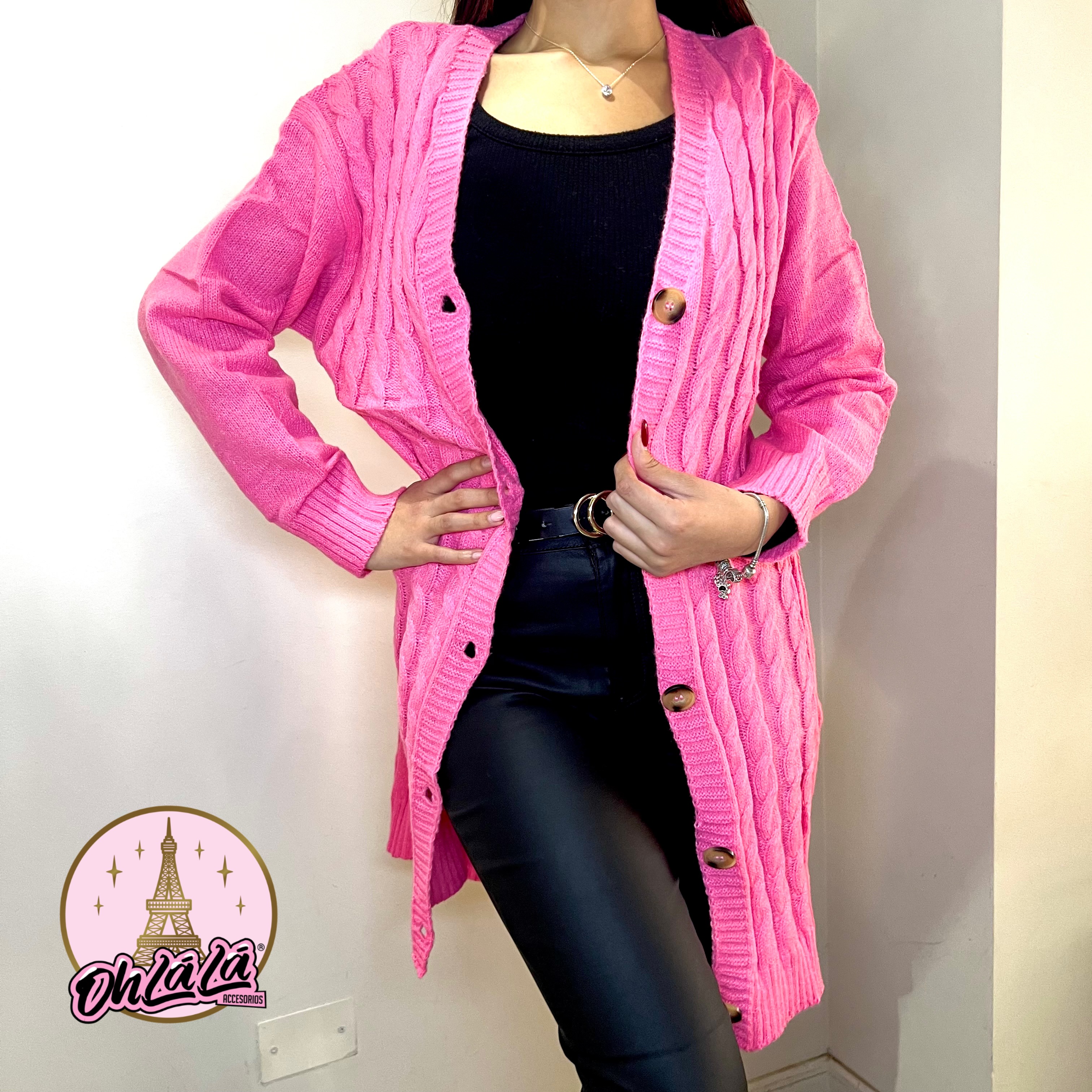 Chaleco largo fucsia
