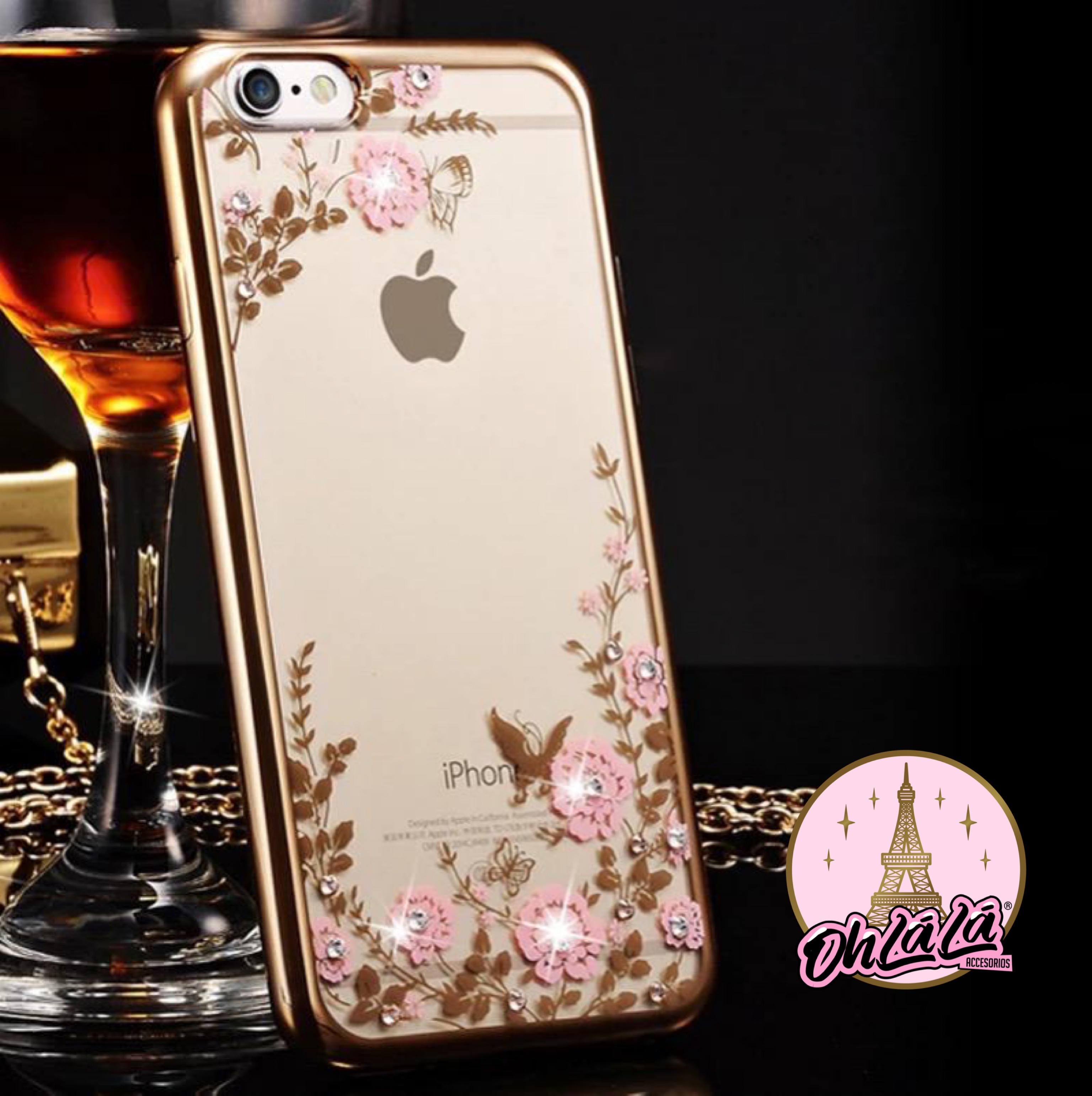 Carcasa transparente con flores