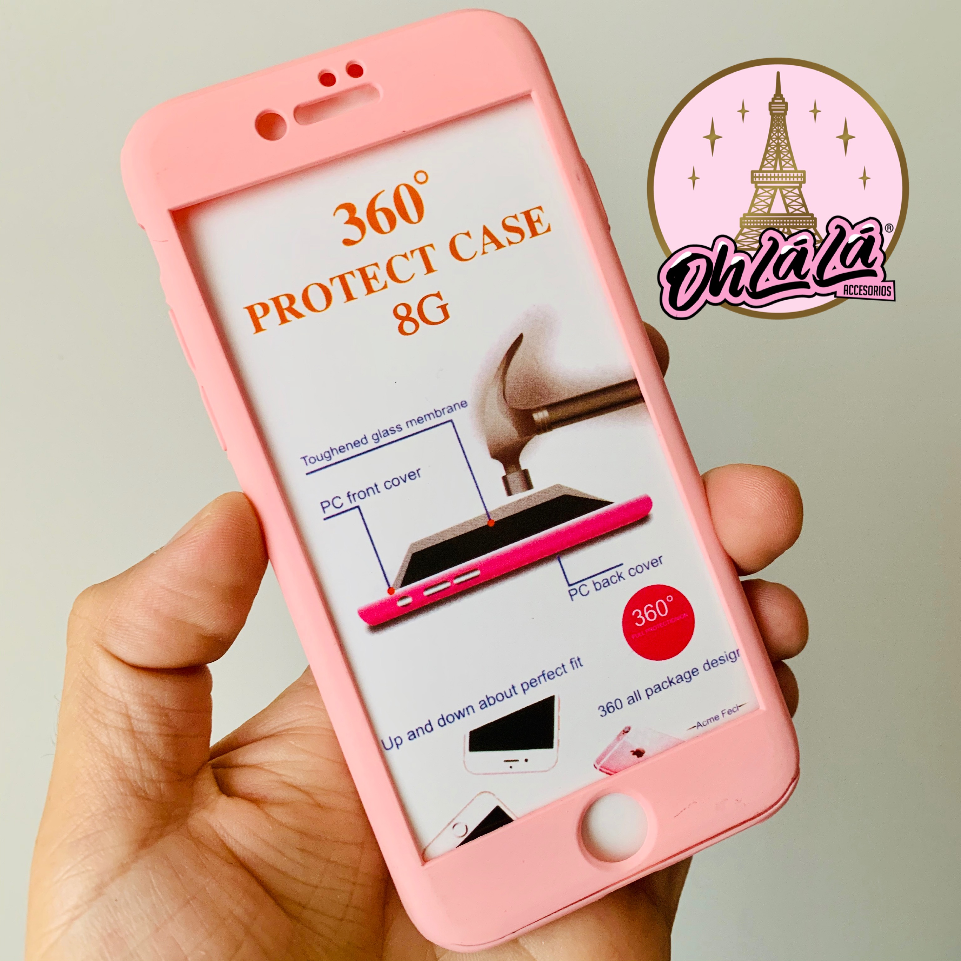Carcasa 360 Rosada iPhone 8