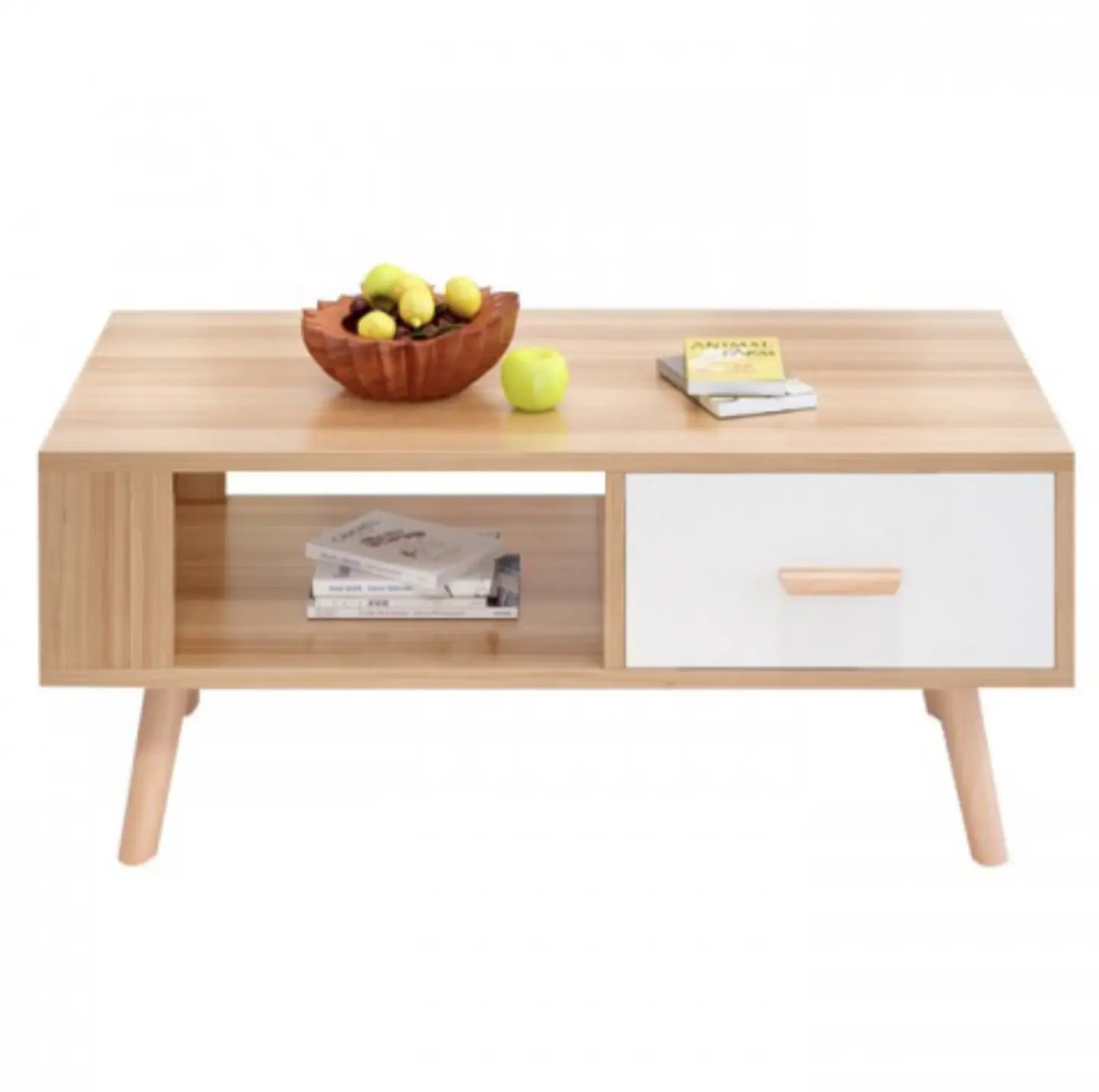 Mesa de centro nórdica blanco caramelo 48x100x43cm 1