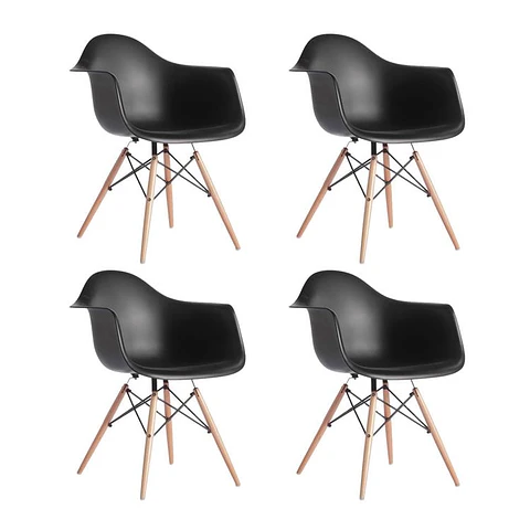 Pack 4 Butacas Eames color negro
