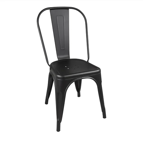 Set de Comedor Mesa Tolix Nogal 140x90cm + 4 Sillas Tolix Negras