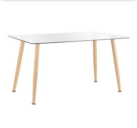 Mesa Eames rectangular de vidrio 140x80x75cm