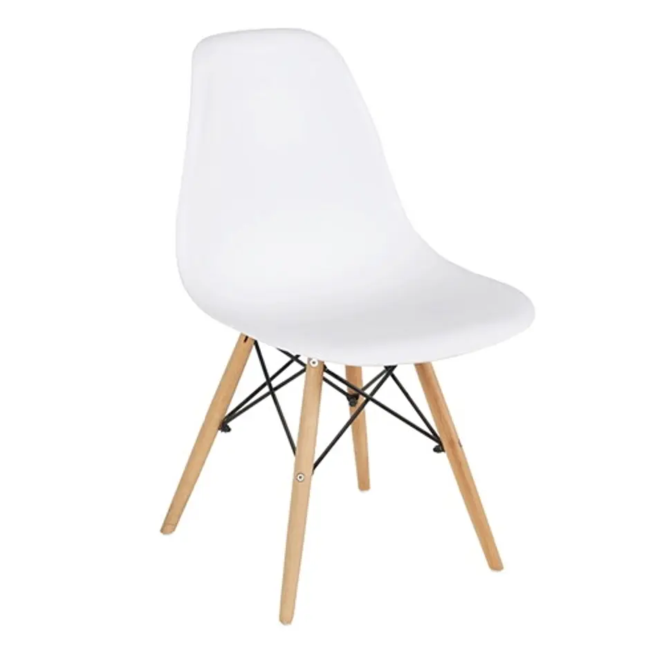 Comedor Redondo Tulip Blanco 80cm + 4 Sillas Eames Clásicas Blanco 7