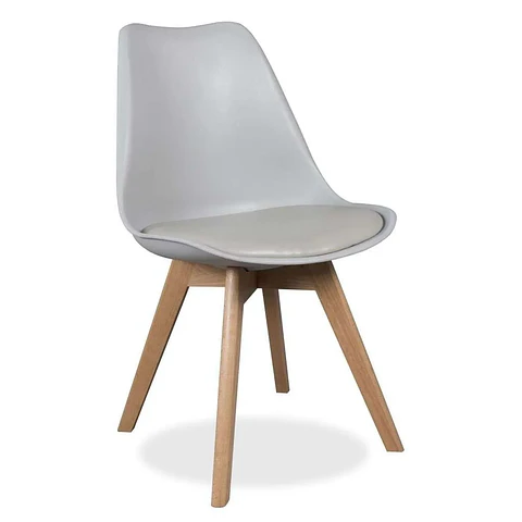 Comedor Redondo Tulip Blanco 80cm + 4 Sillas Eames Oak Blanco o Gris