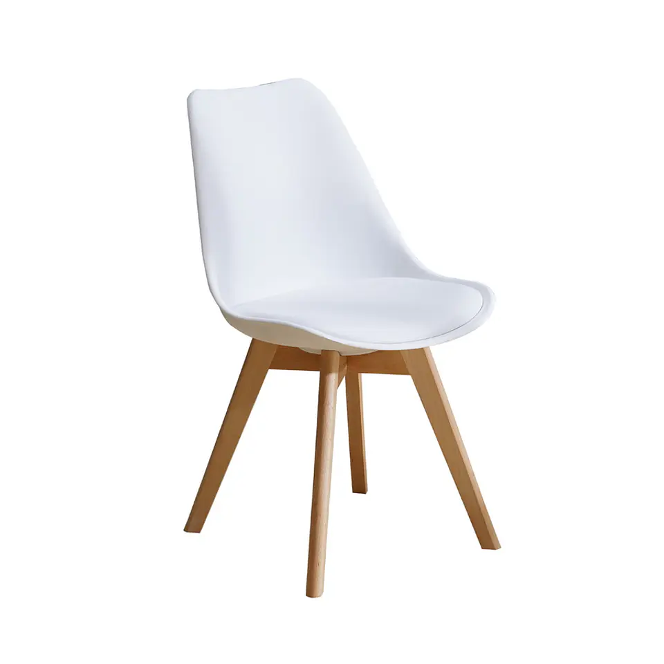 Comedor Redondo Tulip Blanco 80cm + 4 Sillas Eames Oak Blanco o Gris 3