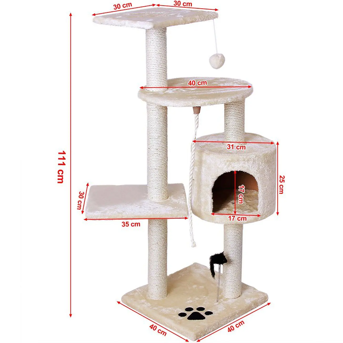 Árbol de juego para gatos Beige (Pequeño) 3