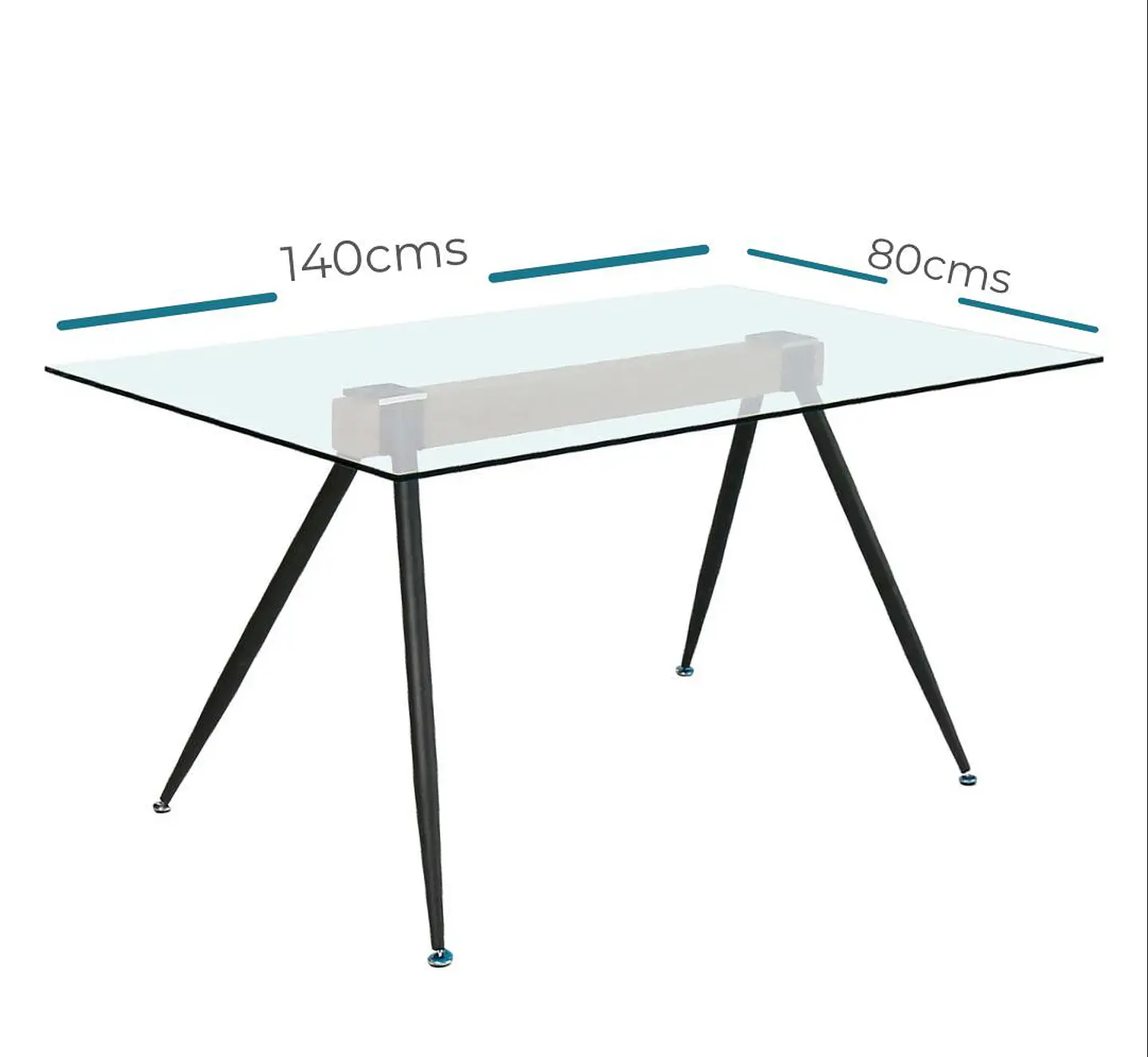 Mesa Oh Metal Steel rectangular de vidrio 140x80x75cm 10