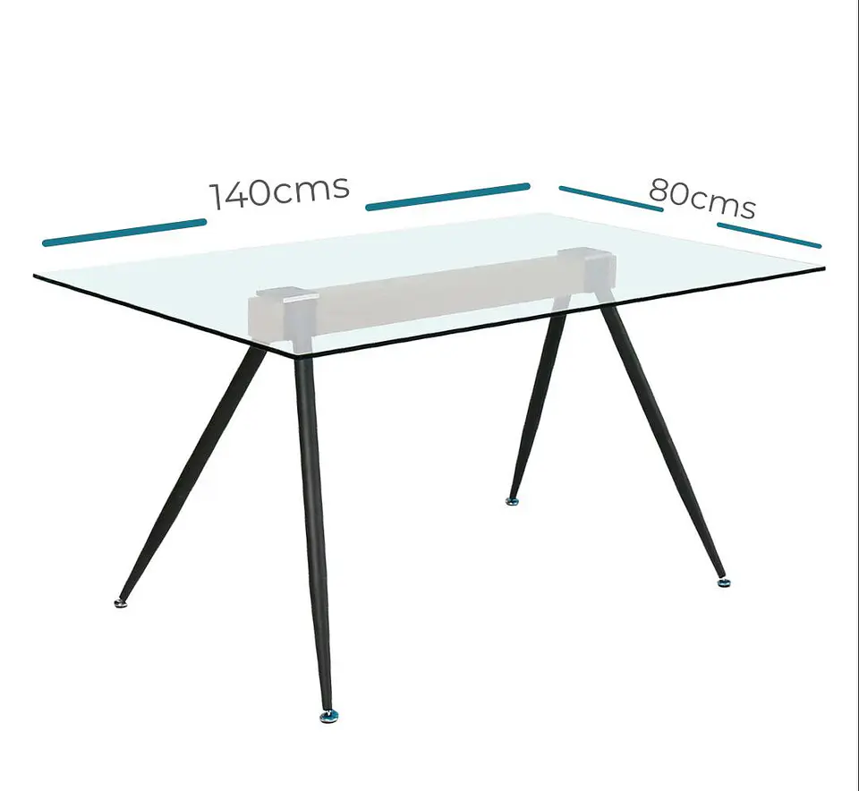 Mesa Oh Metal Steel rectangular de vidrio 140x80x75cm 10