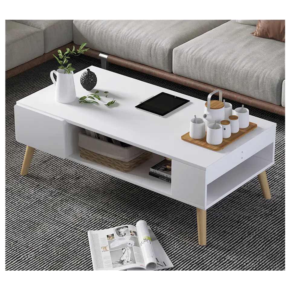 Mesa de centro nórdica blanco 53x100x42cm 1