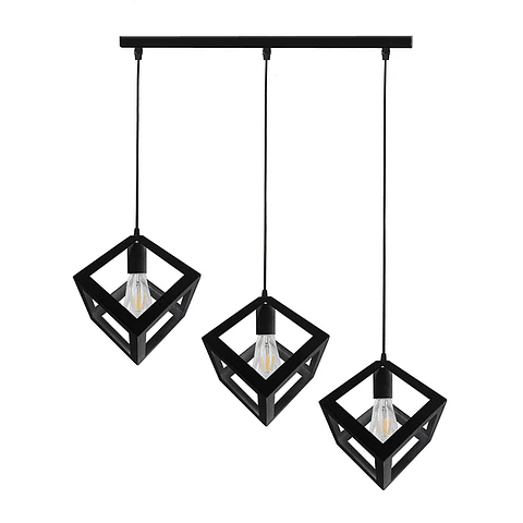 Lámpara De Techo 3 Cubos Negro 