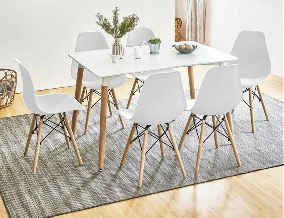 Set Juego de Comedor Mesa Eames Rectangular 120x80cm + Sillas Eames Clásicas 5