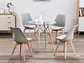 Comedor Redondo de Vidrio 80cm + 4 Sillas Eames Acolchadas Gris  - Miniatura 3