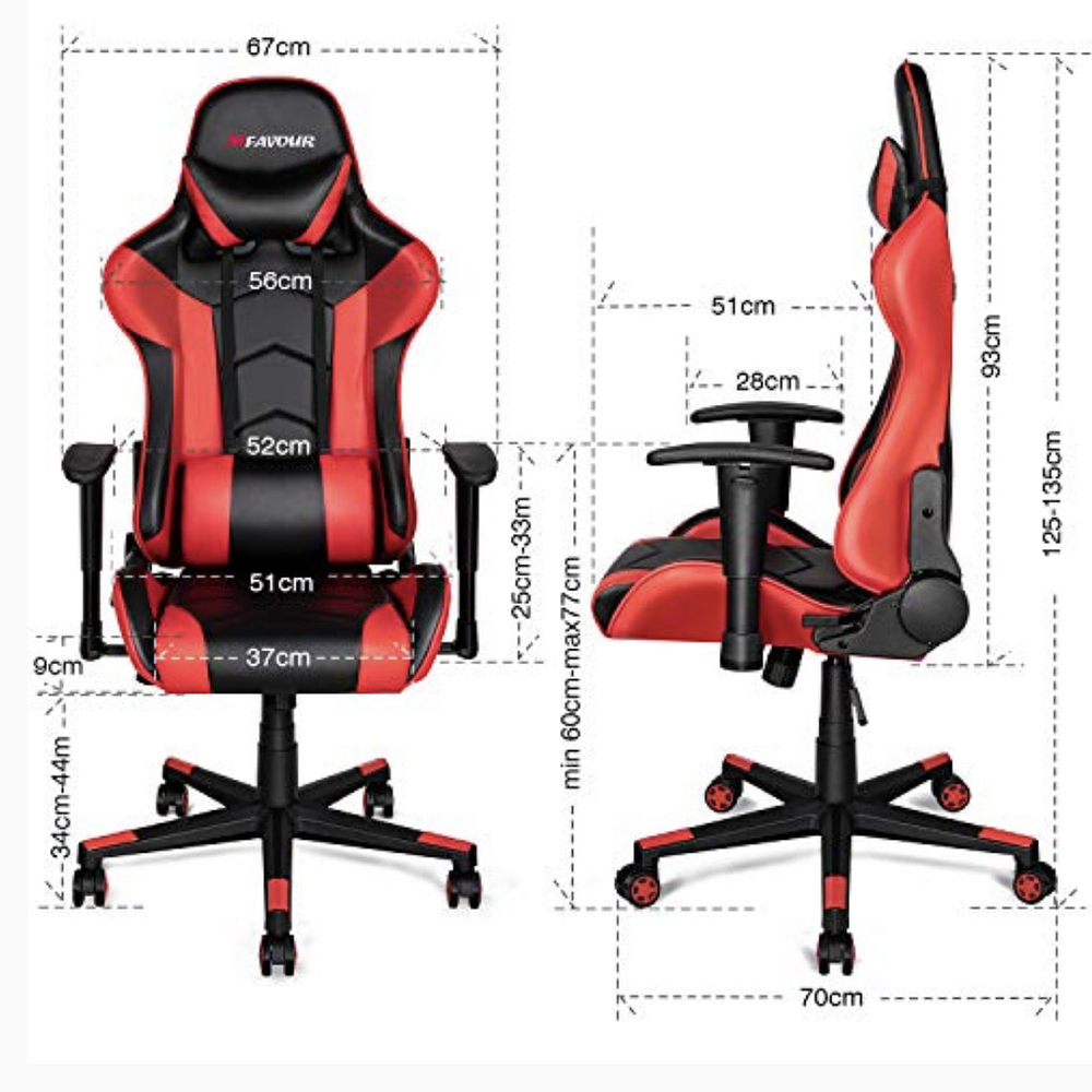 Silla Gamer Rojo con Reposa Pies y Masajeador Lumbar USB 10