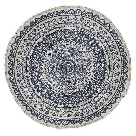 Alfombra Mandala Redonda Azul 120cm diámetro