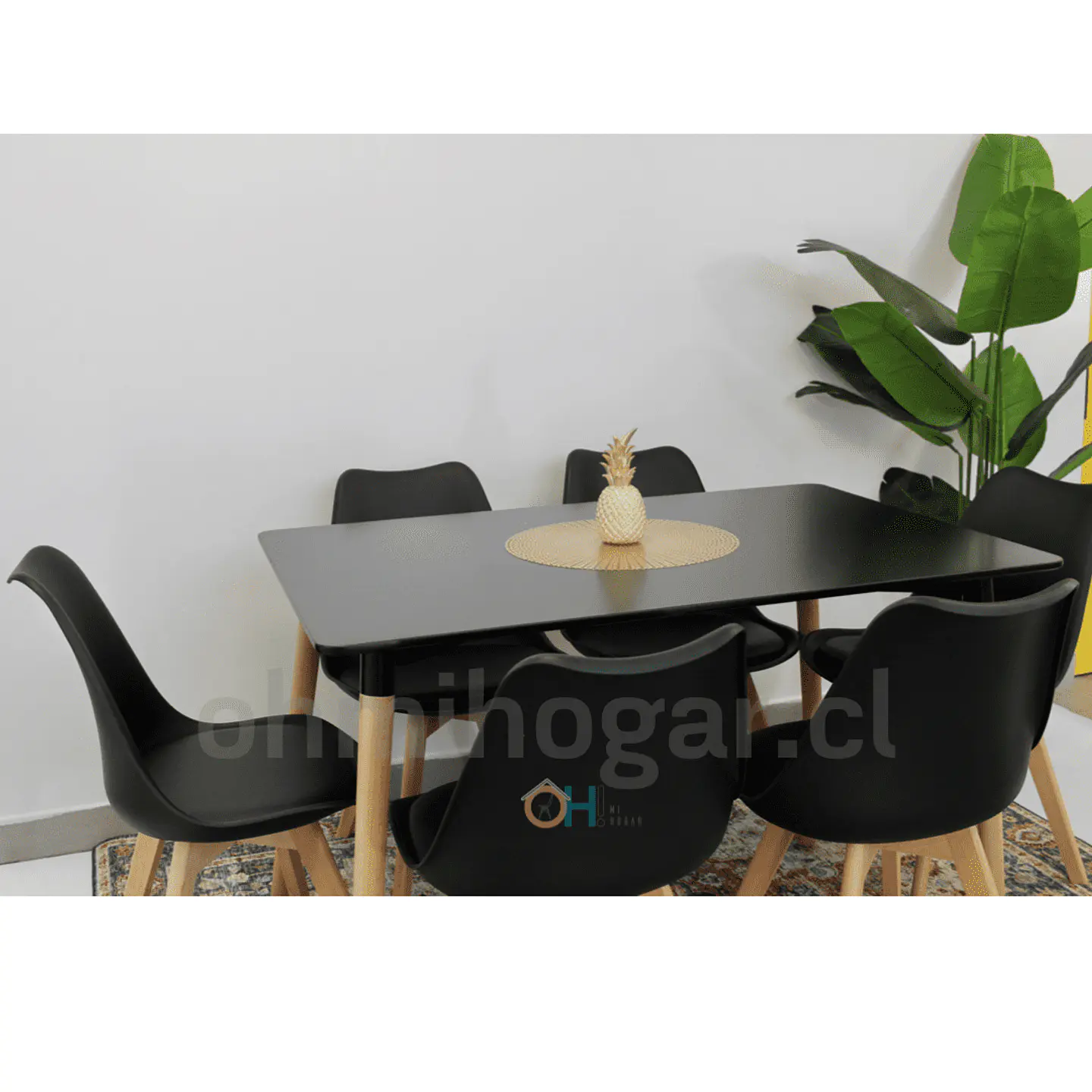 Set Juego de Comedor Mesa Rectangular 120x80cm + Sillas Oak Acolchadas 7