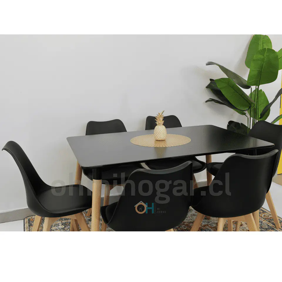 Set Juego de Comedor Mesa Rectangular 120x80cm + Sillas Oak Acolchadas 7