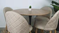 Comedor Redondo Tulip de 100Cms Cubierta Madera Base Negra + 4 Sillas Lino Oak Crema - Miniatura 1