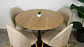Comedor Redondo Tulip de 100Cms Cubierta Madera Base Negra + 4 Sillas Lino Oak Crema - Miniatura 2