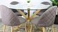 Comedor Redondo de Vidrio 120cm + 4 Sillas Lino Oak Plomo - Miniatura 1
