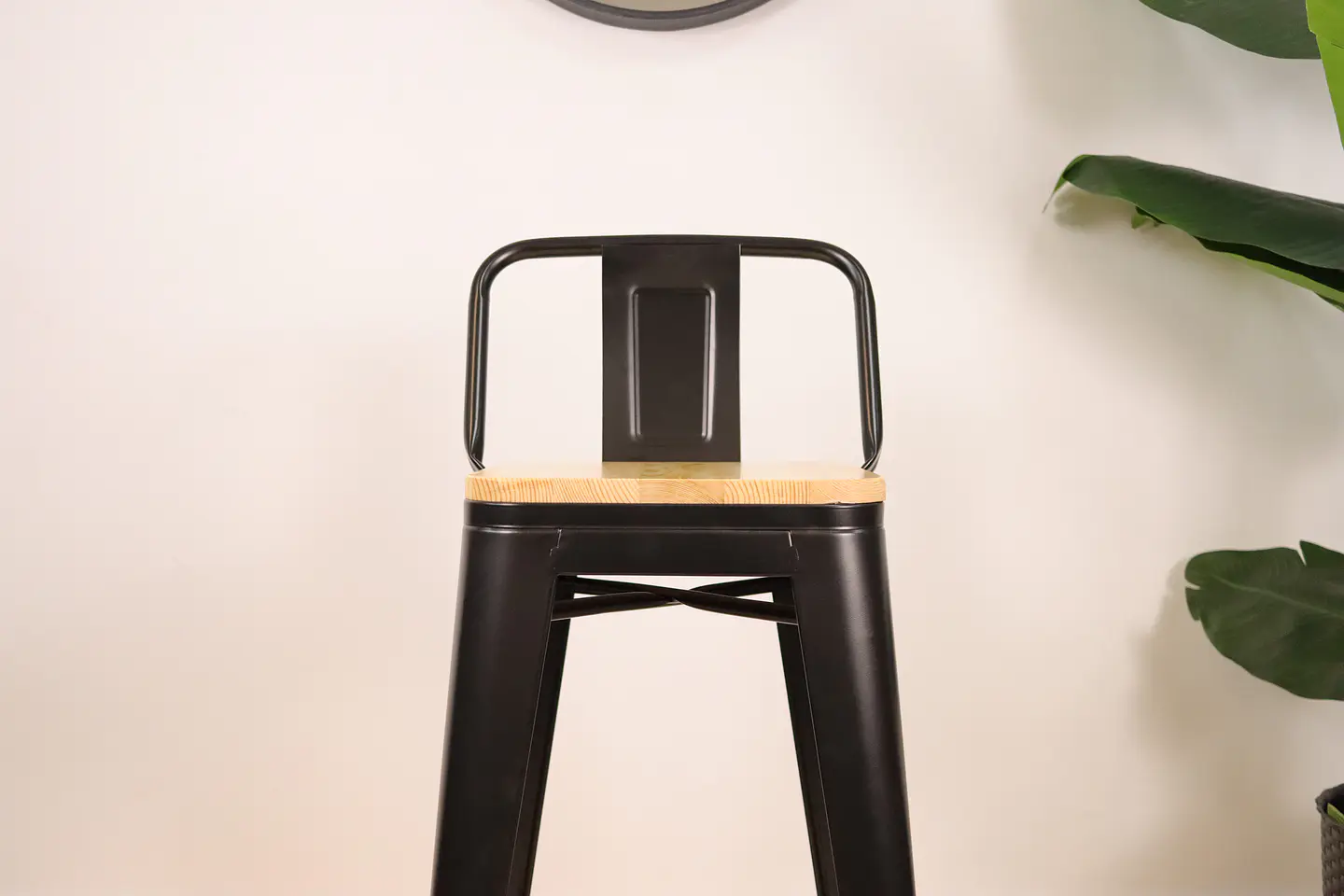 Taburete Tolix Negro Asiento de Madera 64cm 7