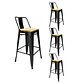 Pack 4 Taburetes Tolix Negro Asiento de Madera 64cm - Miniatura 1
