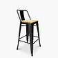 Pack 4 Taburetes Tolix Negro Asiento de Madera 64cm - Miniatura 2