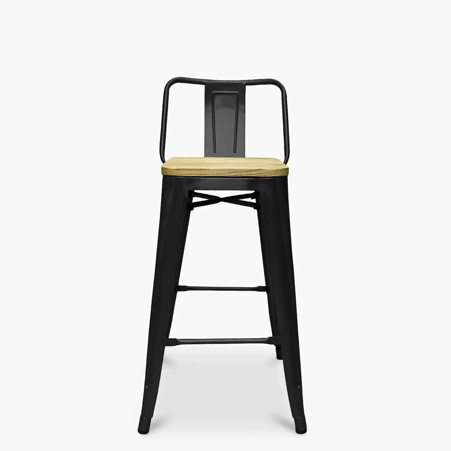 Pack 4 Taburetes Tolix Negro Asiento de Madera 64cm 4