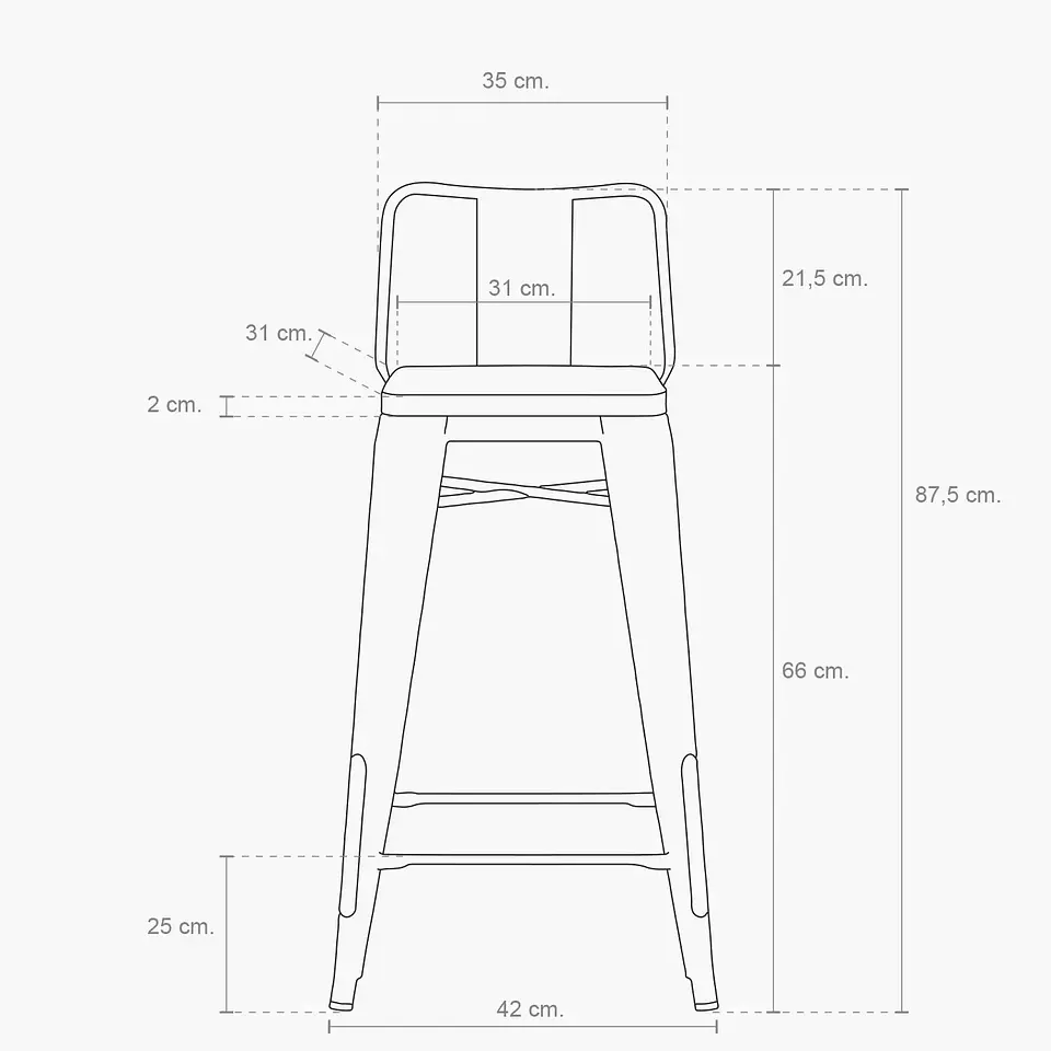 Pack 4 Taburetes Tolix Negro Asiento de Madera 64cm 5