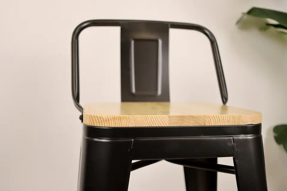 Pack 4 Taburetes Tolix Negro Asiento de Madera 64cm 6