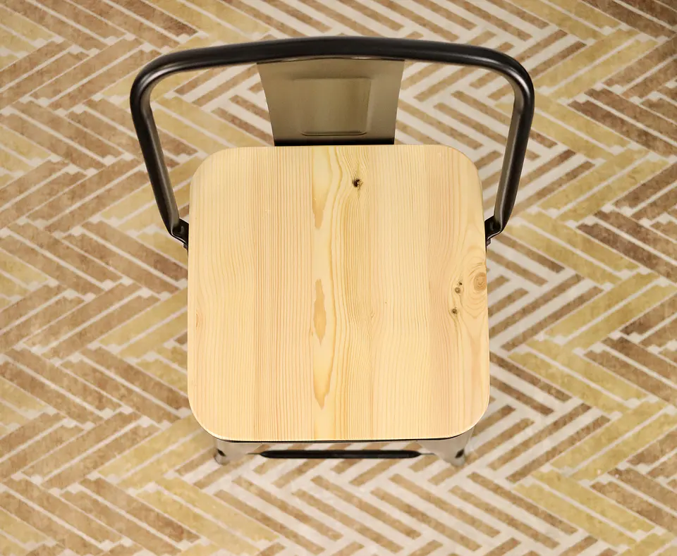 Pack 4 Taburetes Tolix Negro Asiento de Madera 64cm 9