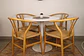 Set de Comedor Mesa Tulip Redonda 100cm Blanca + 4 Sillas Wishbone Natural  - Miniatura 1