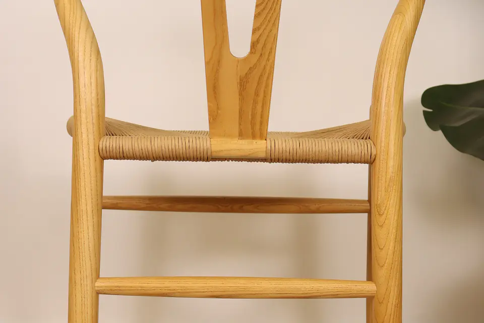 Set de Comedor Mesa Tulip Redonda 100cm Blanca + 4 Sillas Wishbone Natural  12