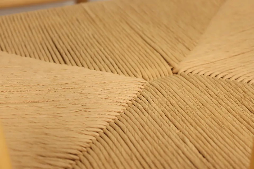 Set de Comedor Mesa Ohmioh Redonda 120cm Cubierta Vidrio + 4 Sillas Wishbone Natural  9