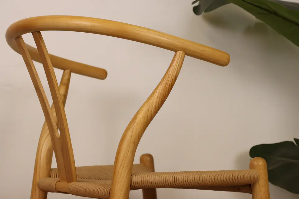 Set de Comedor Mesa Ohmioh Redonda 120cm Cubierta Vidrio + 4 Sillas Wishbone Natural  16
