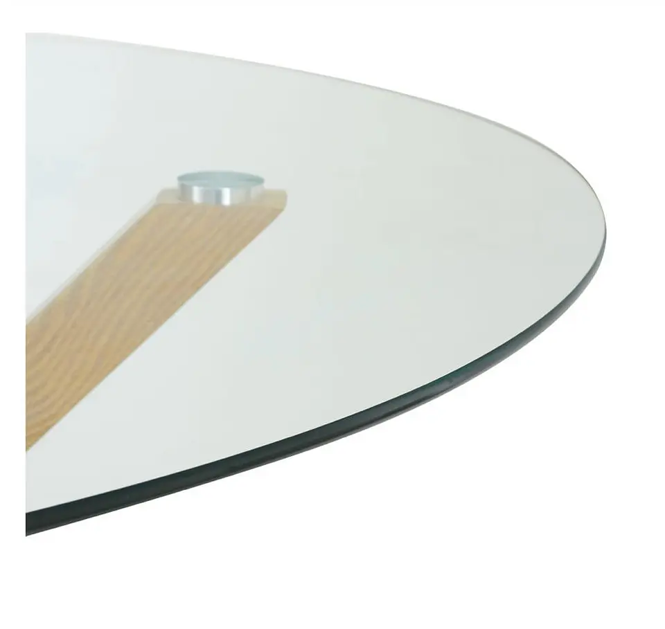 Set de Comedor Mesa Ohmioh Redonda 120cm Cubierta Vidrio + 4 Sillas Wishbone Natural  19