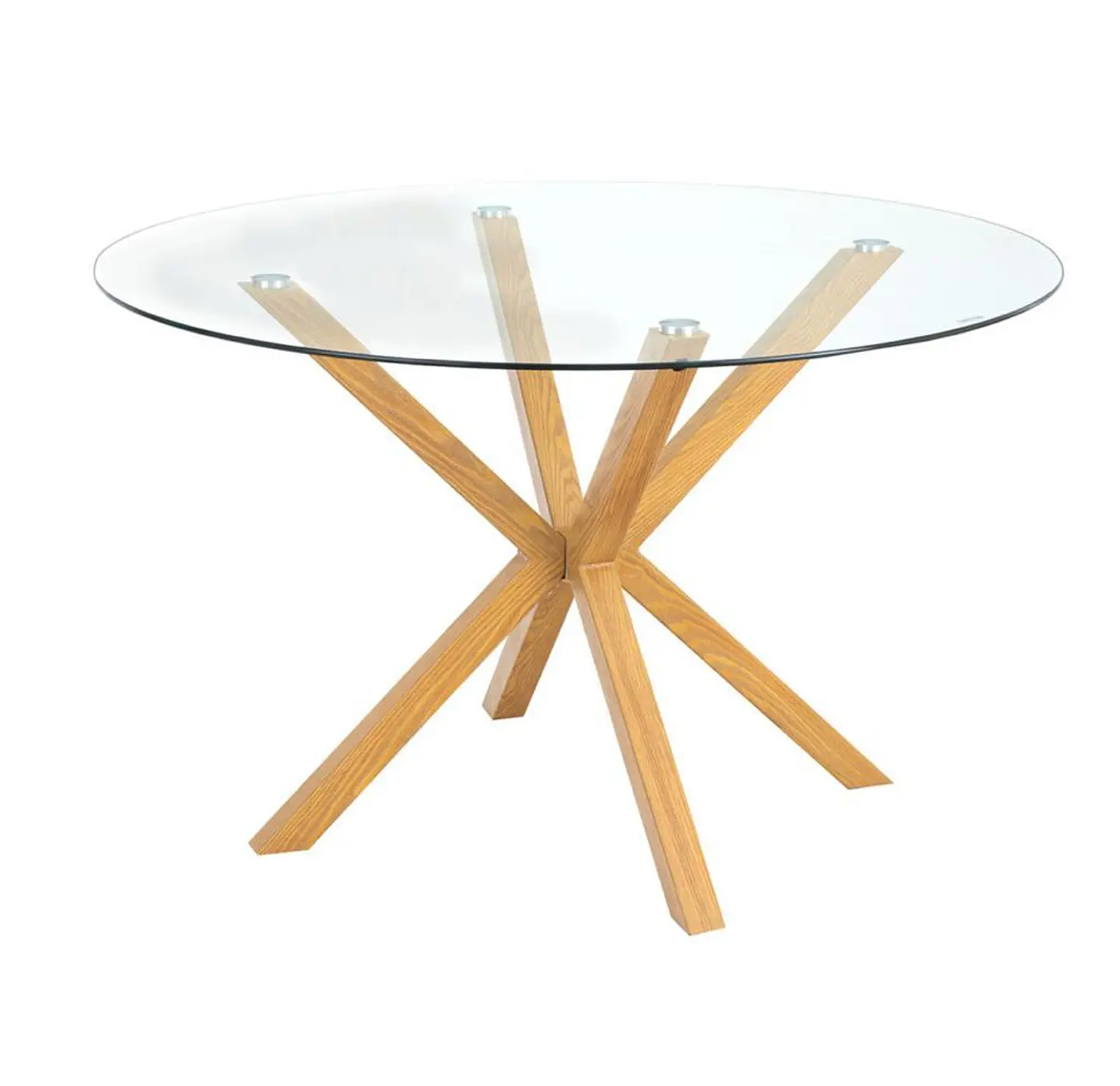 Set de Comedor Mesa Ohmioh Redonda 120cm Cubierta Vidrio + 4 Sillas Wishbone Natural  22