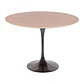 Comedor Redondo Tulip de 100Cms Cubierta Madera Base Negra + 4 Sillas Lino Oak Crema - Miniatura 5