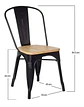 Pack 4 Sillas Tolix Negro Asiento de Madera - Miniatura 4