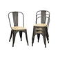 Pack 4 Sillas Tolix Negro Asiento de Madera - Miniatura 3