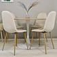 Comedor Redondo Mesa Tulip Wood Base Blanco 100cm + 4 Sillas Eames Velvet Beige - Miniatura 2