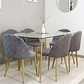 Comedor Rectangular Vidrio 140x80cm + 6 Sillas Velvet Oak Gris  - Miniatura 2