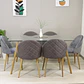 Comedor Rectangular Vidrio 140x80cm + 6 Sillas Velvet Oak Gris  - Miniatura 1