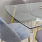 Comedor Rectangular Vidrio 140x80cm + 6 Sillas Velvet Oak Gris  - Miniatura 5