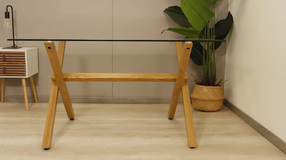 Comedor Rectangular XT Vidrio 140x80cm + 6 Sillas Lino Oak 9