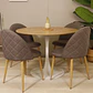 Comedor Redondo Tulip Wood Base Blanca 100cm + 4 Sillas Lino - Miniatura 2