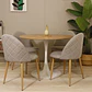 Comedor Redondo Tulip Wood Base Blanca 100cm + 4 Sillas Lino - Miniatura 1